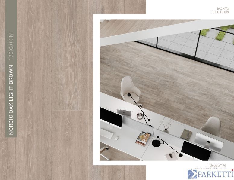 Tarkett Nordic Oak Ligth Brown Art Vinyl ModularT 70 257102009 клейова вінілова плитка Tarkett Modul 257102009 фото